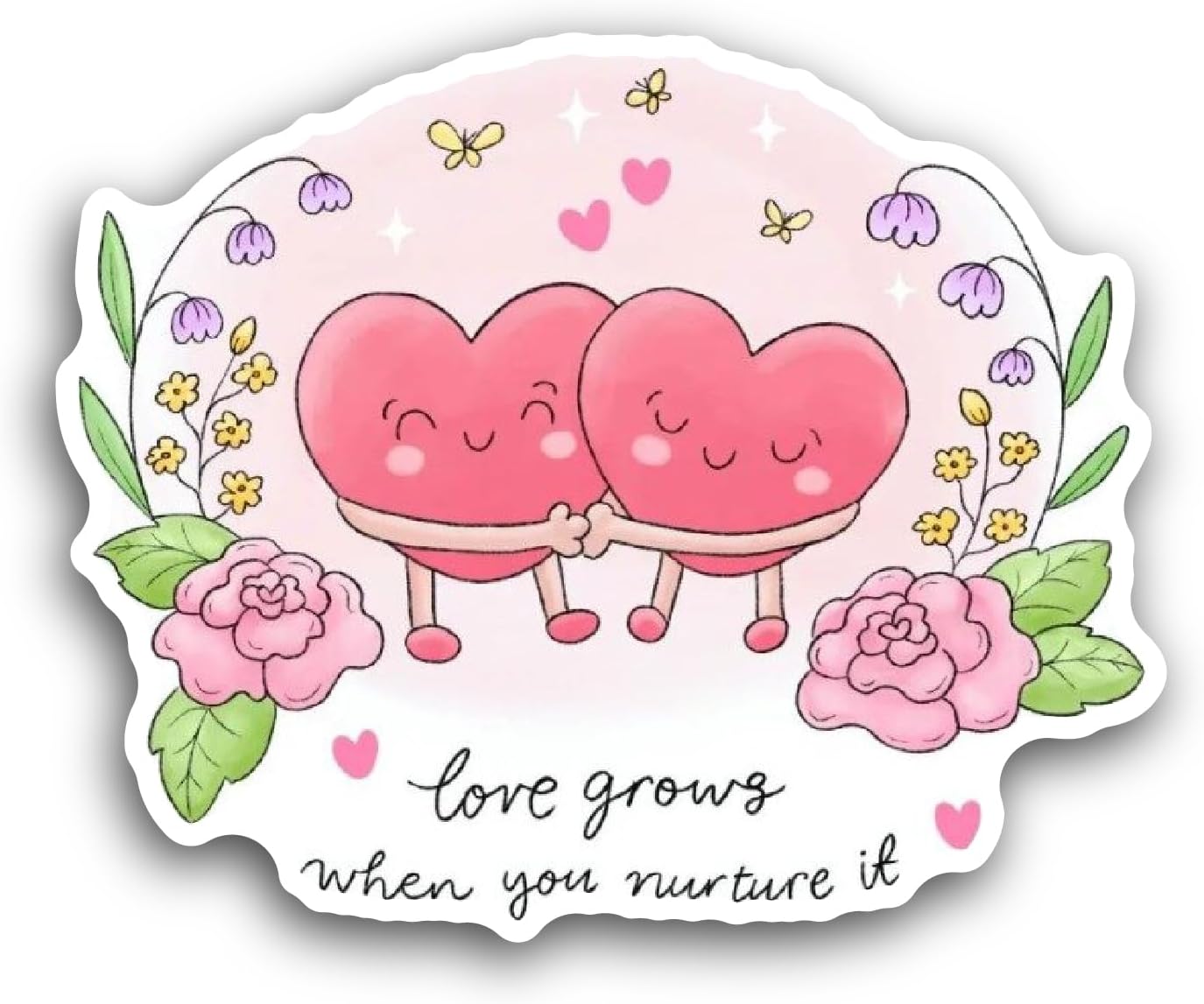 2 (Pieces) 3" and 5" Love Heart Couple Cartoon Sticker, Waterproof Vinyl Decals for Many Purpose Like Cars, Trucks, Laptops, Phones, Windows and More