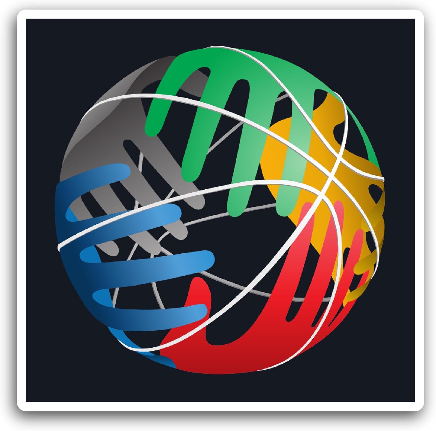 2 (Pieces) 3" and 5" FIBA Sticker, Waterproof Vinyl Decals for Many Purpose Like Cars, Trucks, Laptops, Phones, Windows and More
