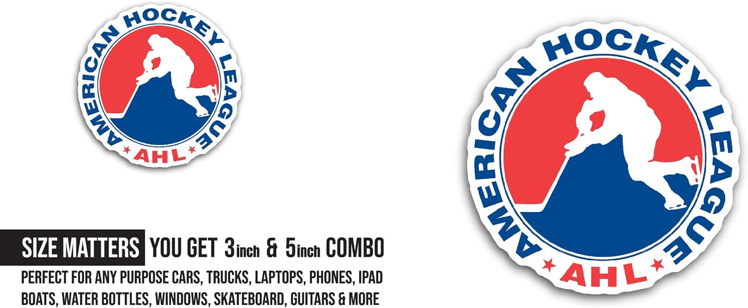 2 (Pieces) 3" and 5" American H0ckey League Sticker, Waterproof Vinyl Decals for Many Purpose Like Cars, Trucks, Laptops, Phones, Windows and More