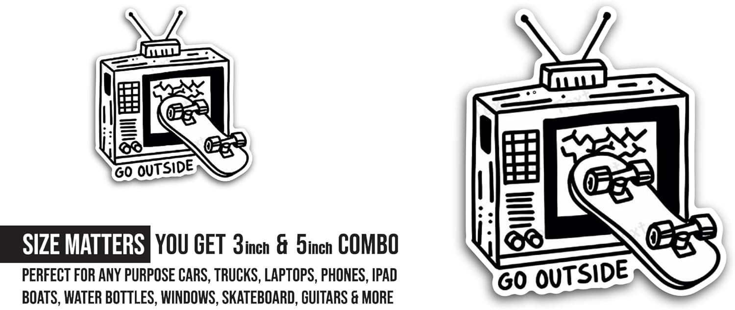 2 (Pieces) 3" and 5" Go Outside Sticker, Waterproof Vinyl Decals for Many Purpose Like Cars, Trucks, Laptops, Phones, Windows and More