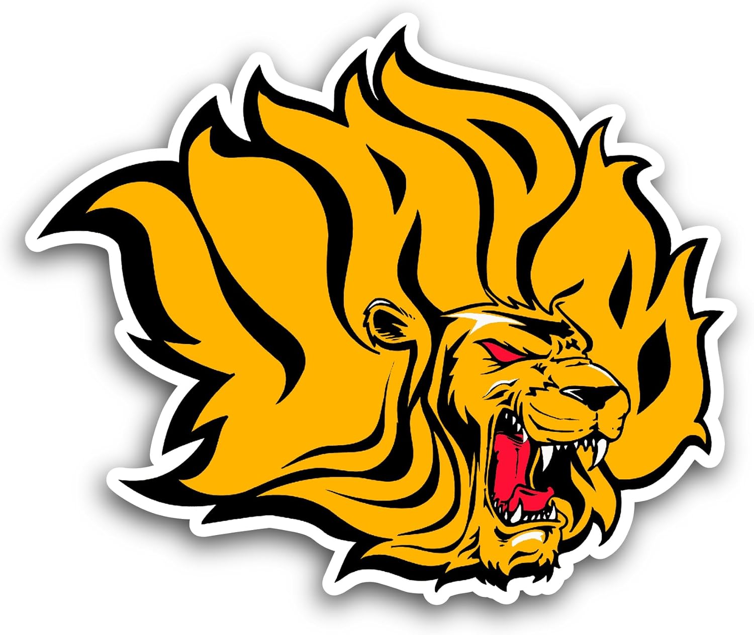 2 (Pieces) 3" and 5" Roaring Yellow Lion Sticker, Waterproof Vinyl Decals for Many Purpose Like Cars, Trucks, Laptops, Phones, Windows and More