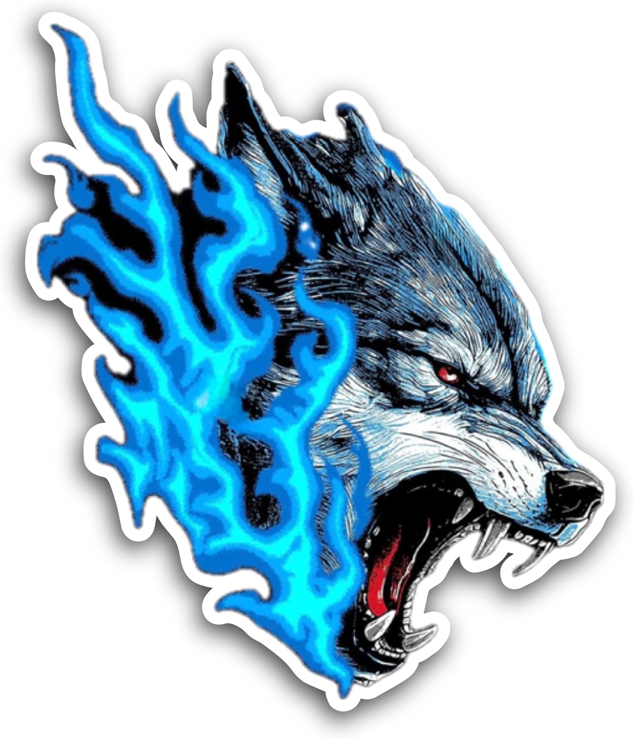 2 (Pieces) 3" and 5" Blue Wolf Sticker, Waterproof Vinyl Decals for Many Purpose Like Cars, Trucks, Laptops, Phones, Windows and More
