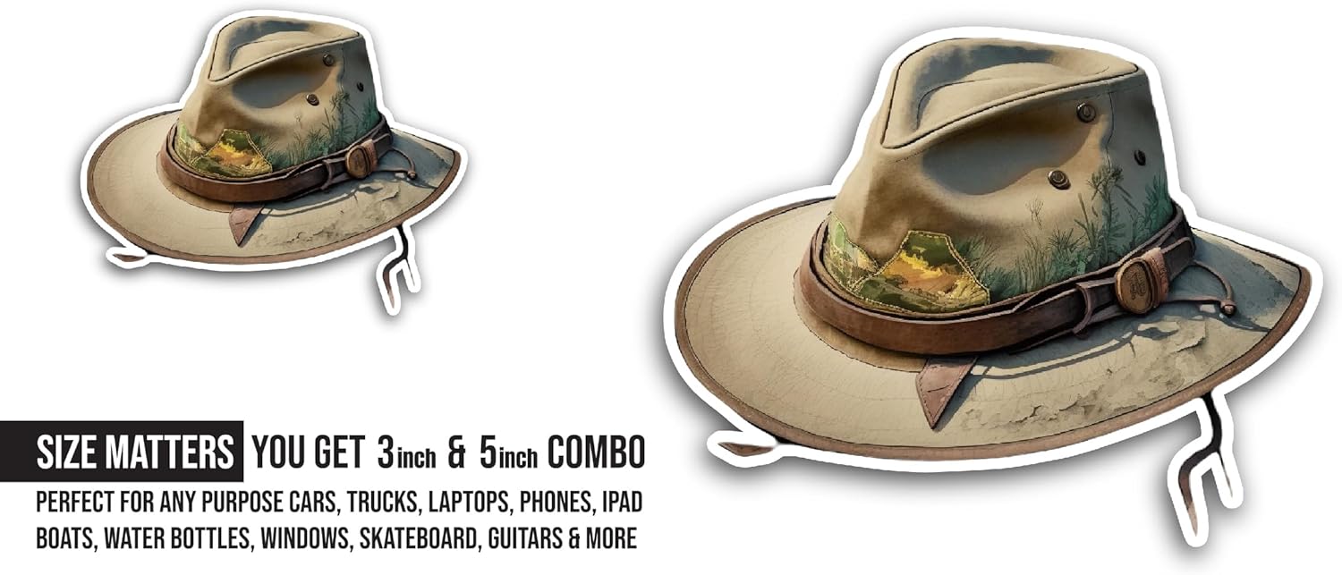 2 (Pieces) 3" and 5" Old Hat Sticker, Waterproof Vinyl Decals for Many Purpose Like Cars, Trucks, Laptops, Phones, Windows and More