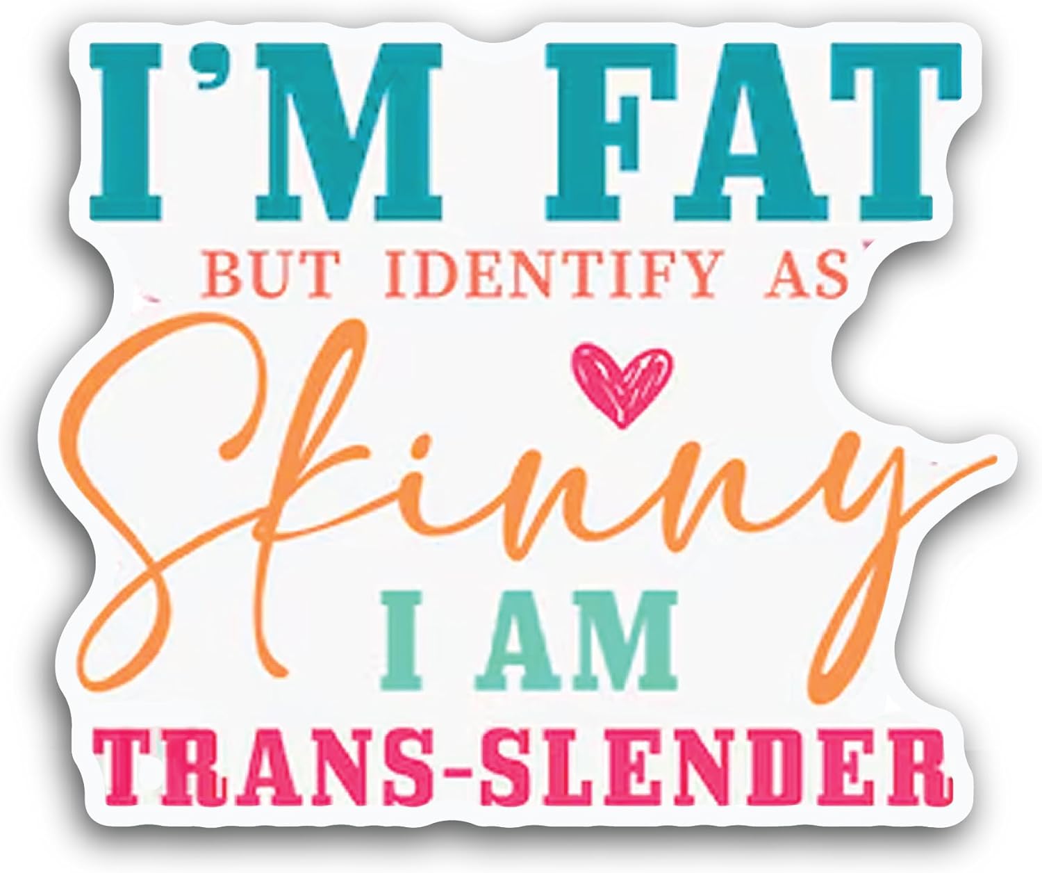 2 (Pieces) 3" and 5" I'm Fat but Identify As Skinny Sticker, Waterproof Vinyl Decals for Many Purpose Like Cars, Trucks, Laptops, Phones, Windows and More
