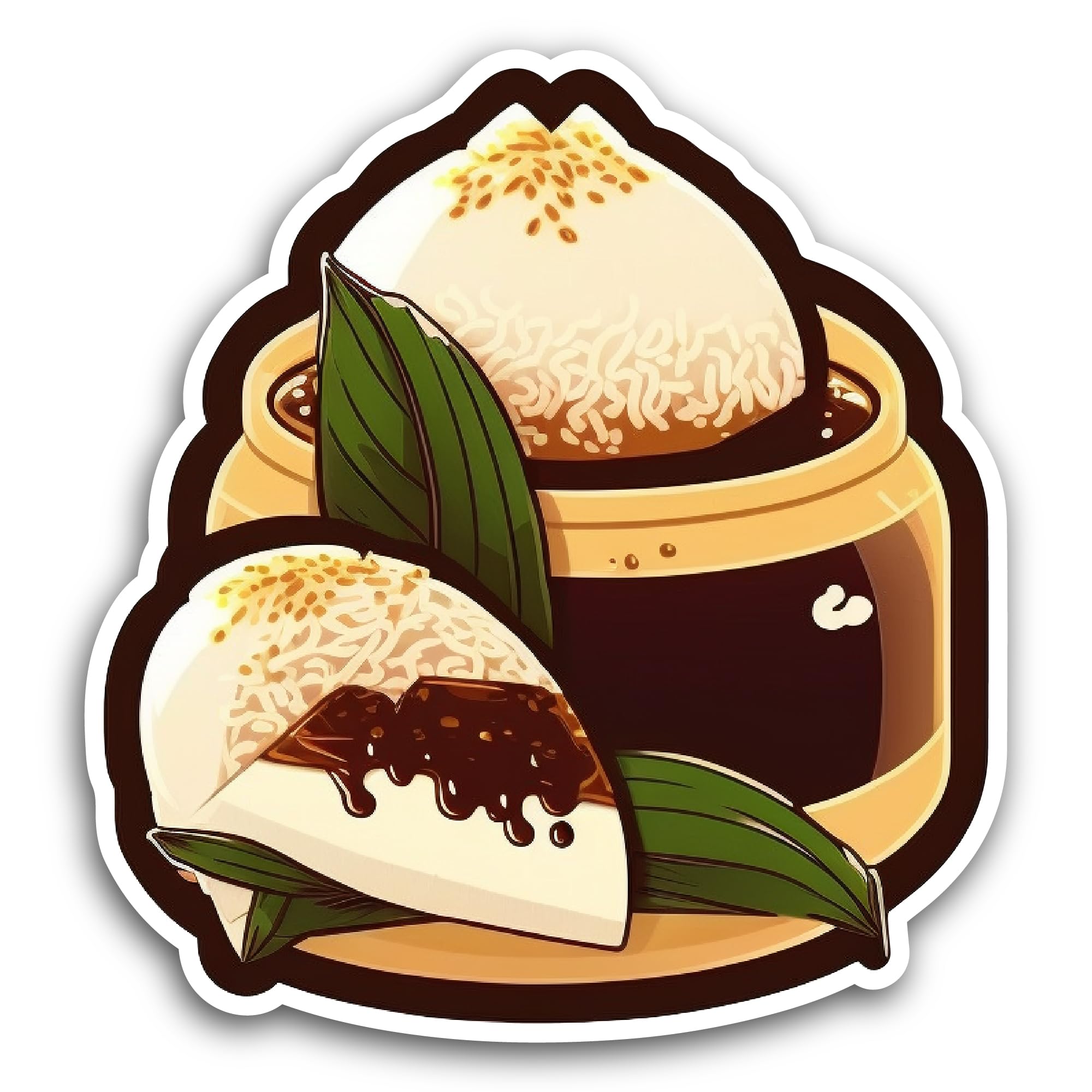 2 (Pieces) 3" and 5" Onigiri Japan Rice Sticker, Waterproof Vinyl Decals for Many Purpose Like Cars,