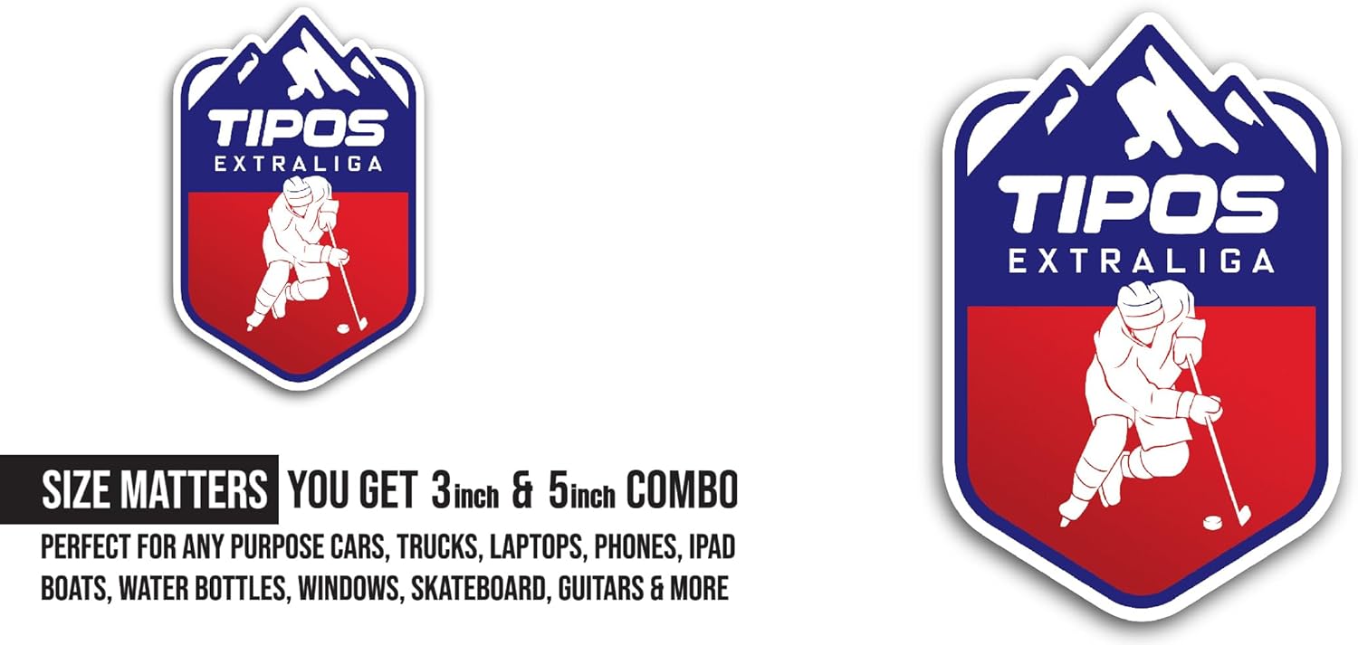 2 (Pieces) 3" and 5" Tip0s Extraliga Sticker, Waterproof Vinyl Decals for Many Purpose Like Cars, Trucks, Laptops, Phones, Windows and More
