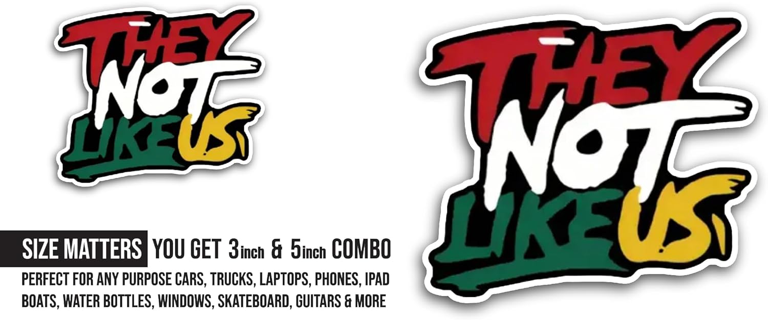 2 (Pieces) 3" and 5" They Not Like Us Sticker, Waterproof Vinyl Decals for Many Purpose Like Cars, Trucks, Laptops, Phones, Windows and More