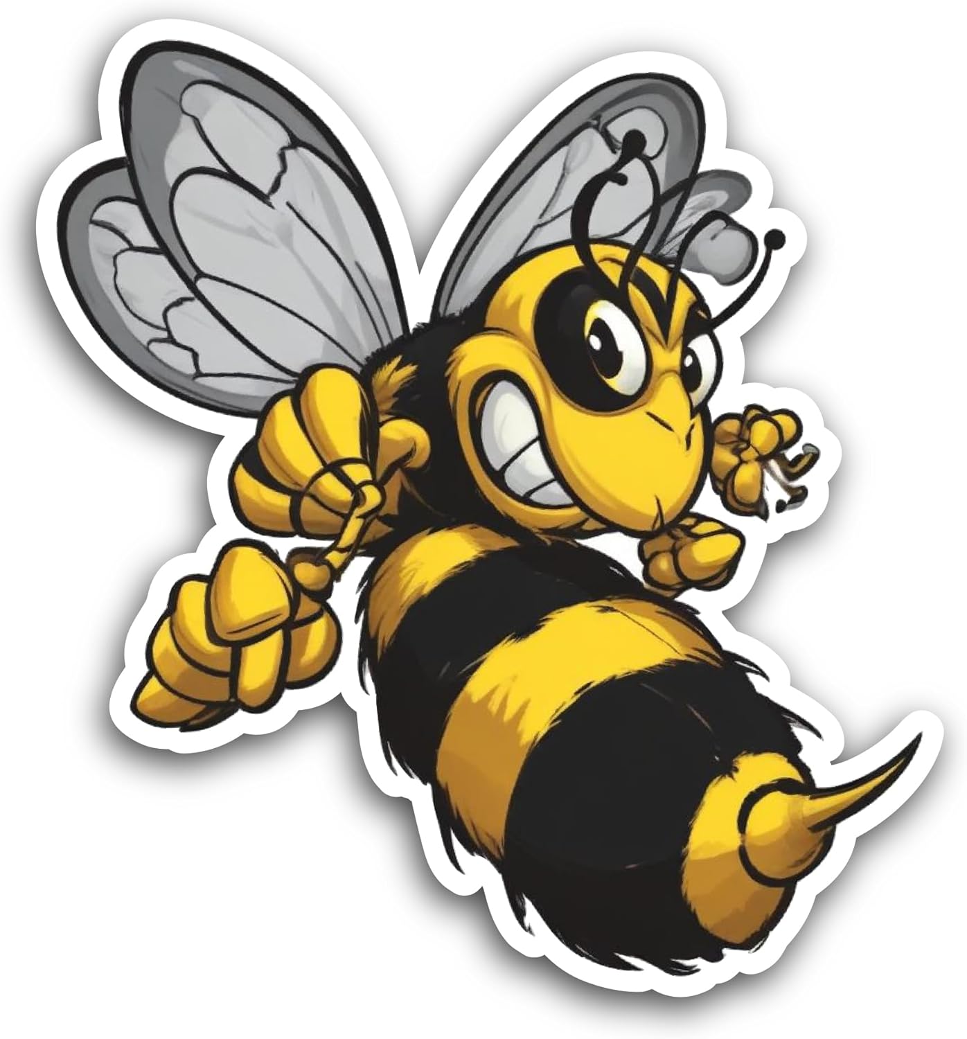 2 (Pieces) 3" and 5" Angry Bee Sticker, Waterproof Vinyl Decals for Many Purpose Like Cars, Trucks, Laptops, Phones, Windows and More