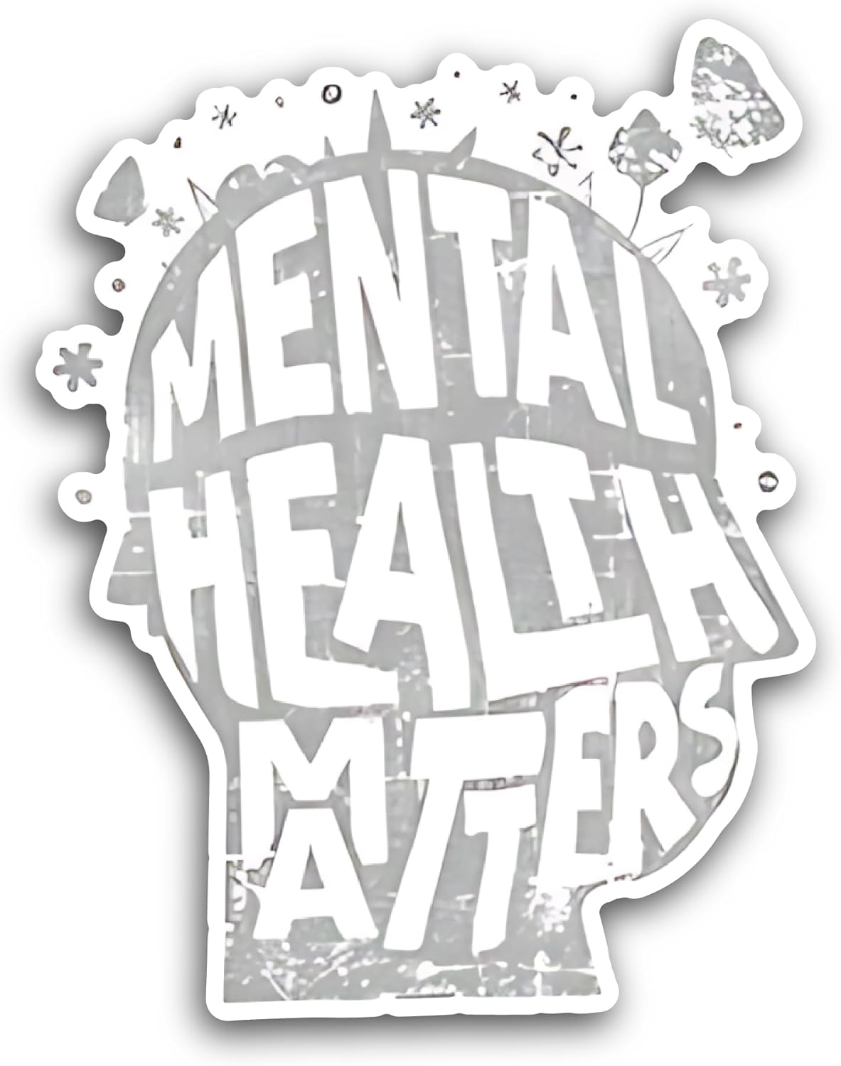 2 (Pieces) 3" and 5" Mental Health Text Sticker, Waterproof Vinyl Decals for Many Purpose Like Cars, Trucks, Laptops, Phones, Windows and More