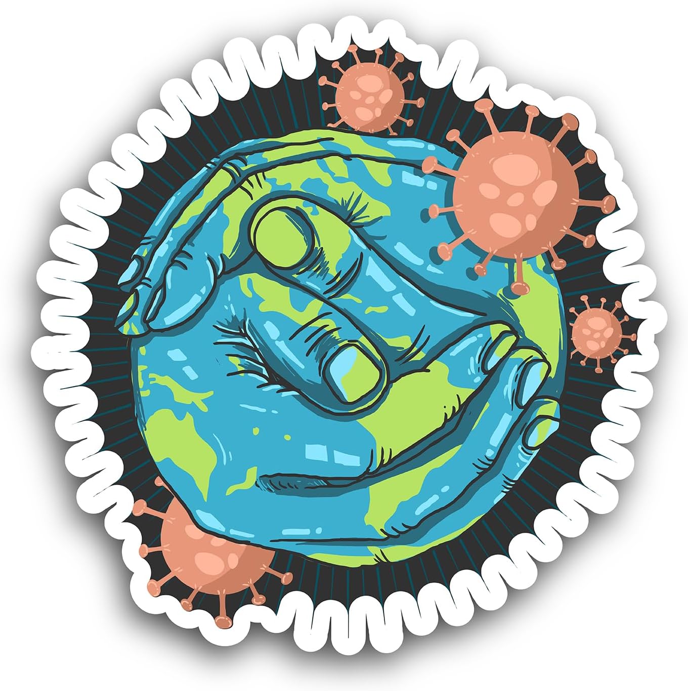 2 (Pieces) 3" and 5" Resist Earth from Virus Sticker, Waterproof Vinyl Decals for Many Purpose Like Cars, Trucks, Laptops, Phones, Windows and More