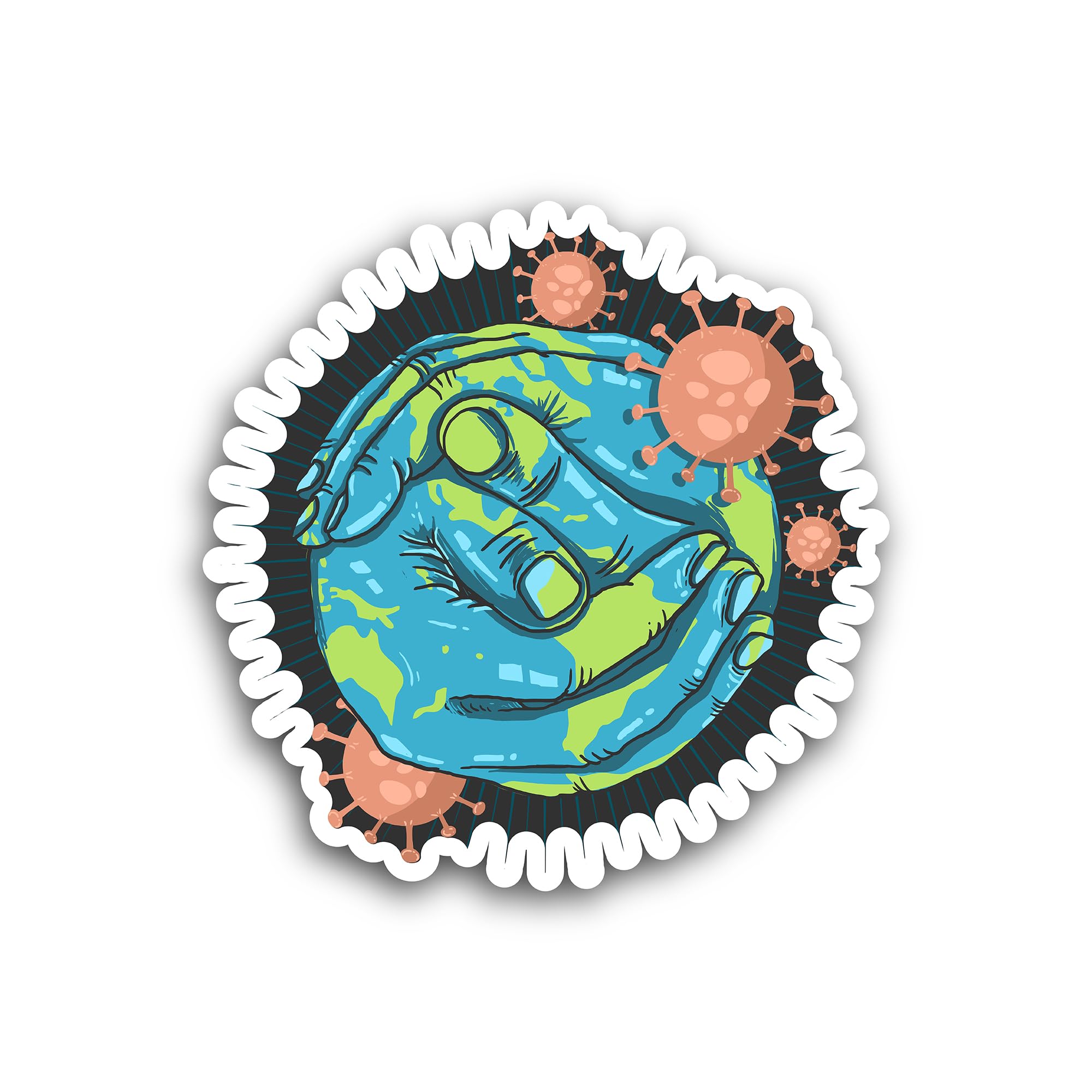 2 (Pieces) 3" and 5" Resist Earth from Virus Sticker, Waterproof Vinyl Decals for Many Purpose Like 