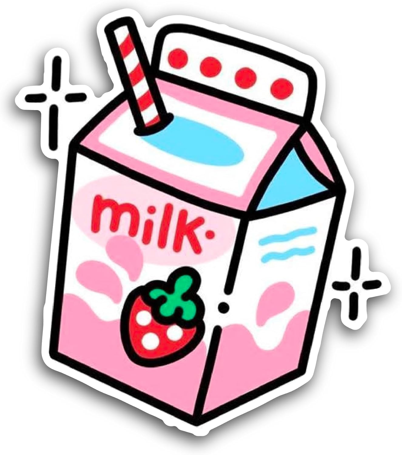 2 (Pieces) 3" and 5" Milk Sticker, Waterproof Vinyl Decals for Many Purpose Like Cars, Trucks, Laptops, Phones, Windows and More