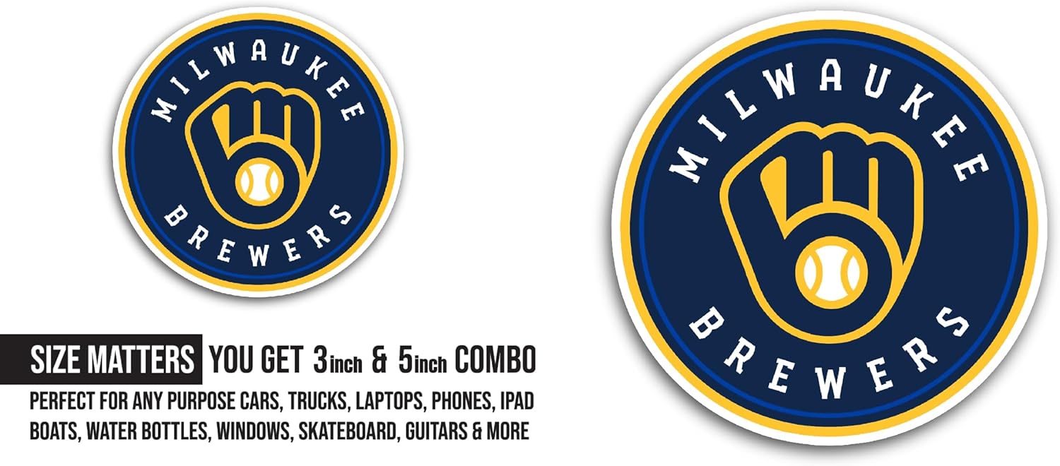 2 (Pieces) 3" and 5" Milwauk33 Brewers Sticker, Waterproof Vinyl Decals for Many Purpose Like Cars, Trucks, Laptops, Phones, Windows and More