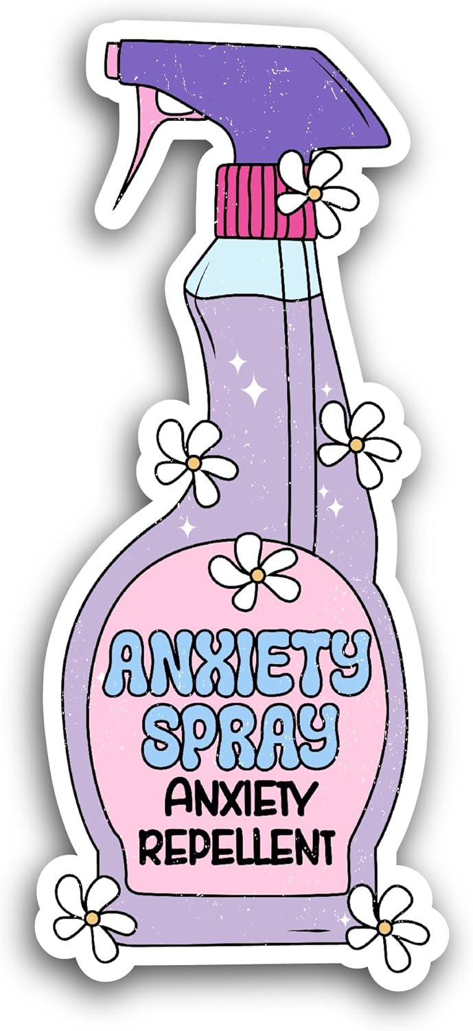 2 (Pieces) 3" and 5" Anxiety Spray Sticker, Waterproof Vinyl Decals for Many Purpose Like Cars, Trucks, Laptops, Phones, Windows and More