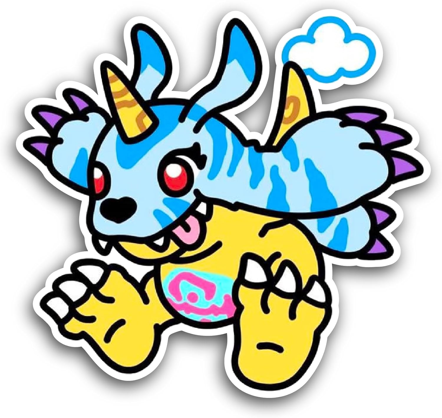 2 (Pieces) 3" and 5" Yellow Cartoon Monster Sticker, Waterproof Vinyl Decals for Many Purpose Like Cars, Trucks, Laptops, Phones, Windows and More