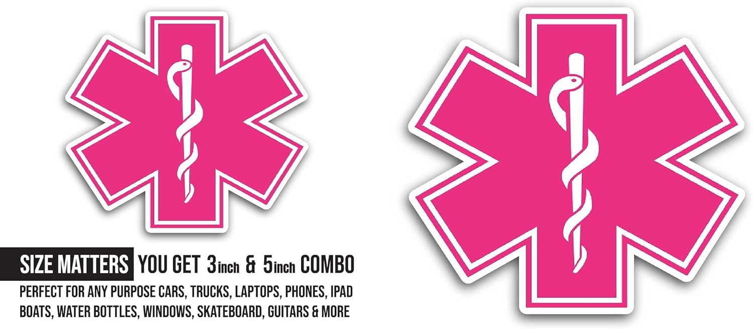 2 (Pieces) 3" and 5" Pink Medical Icon Sticker, Waterproof Vinyl Decals for Many Purpose Like Cars, Trucks, Laptops, Phones, Windows and More