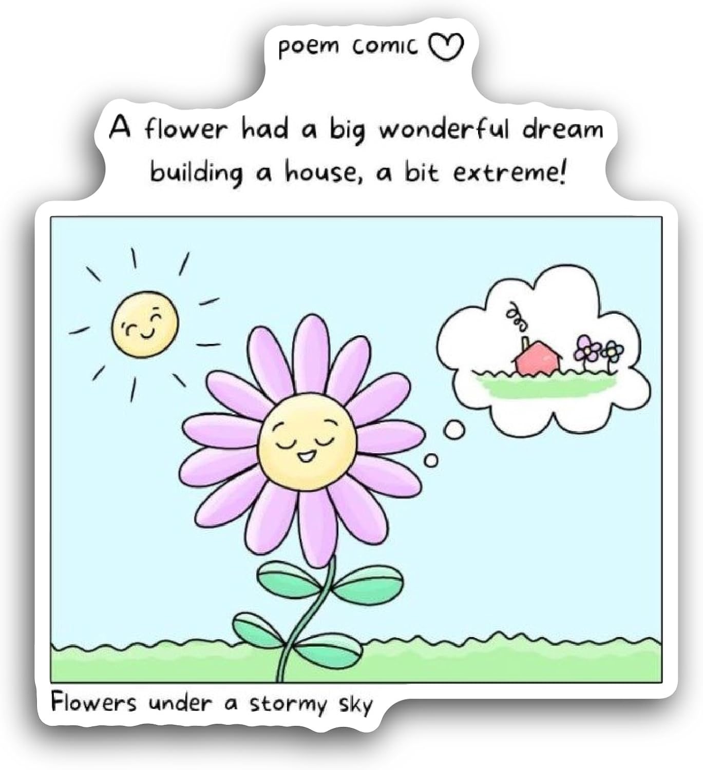 2 (Pieces) 3" and 5" Smiling Flower with Sun Sticker, Waterproof Vinyl Decals for Many Purpose Like Cars, Trucks, Laptops, Phones, Windows and More