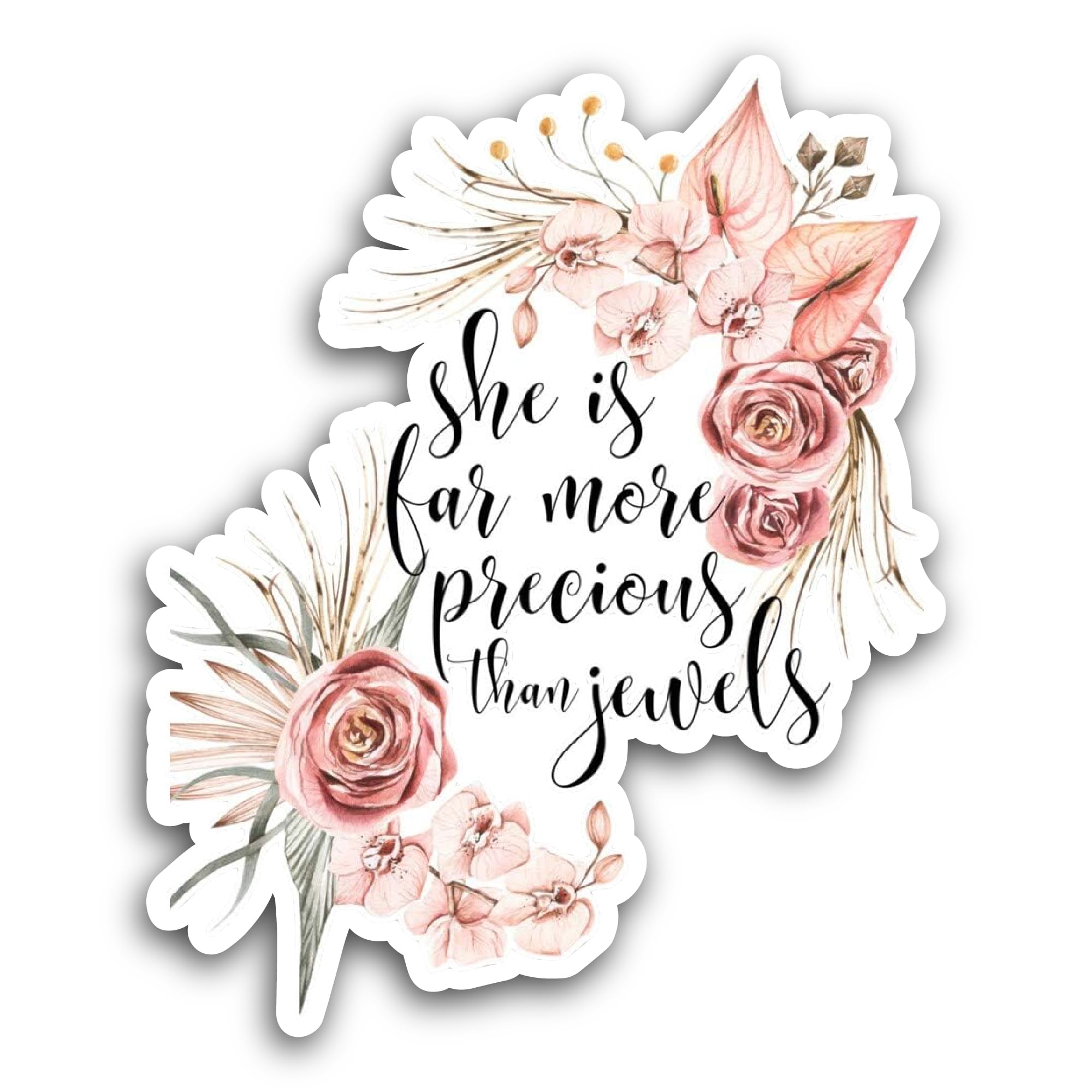 2 (Pieces) 3" and 5" She is Far More Precious Than Jewels Sticker, Waterproof Vinyl Decals for Many 