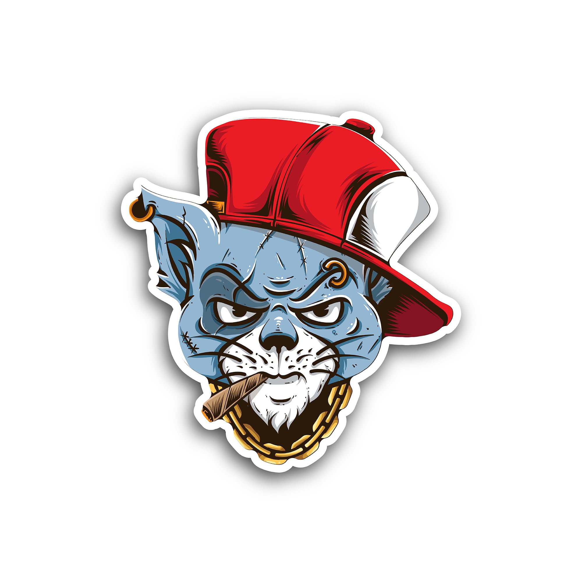 2 (Pieces) 3" and 5" Hip Hop Cat Sticker, Waterproof Vinyl Decals for Many Purpose Like Cars, Trucks