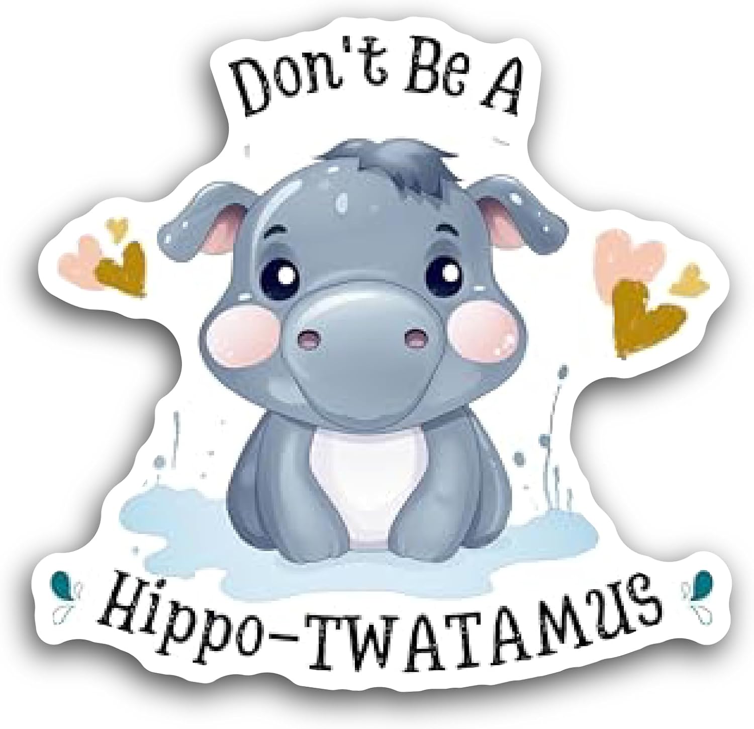 2 (Pieces) 3" and 5" Hippopotamus Sticker, Waterproof Vinyl Decals for Many Purpose Like Cars, Trucks, Laptops, Phones, Windows and More