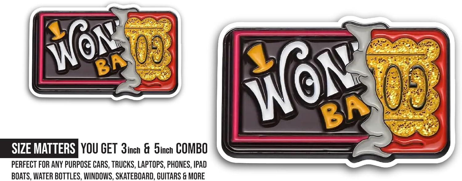 2 (Pieces) 3" and 5" Golden Ticket Sticker, Waterproof Vinyl Decals for Many Purpose Like Cars, Trucks, Laptops, Phones, Windows and More