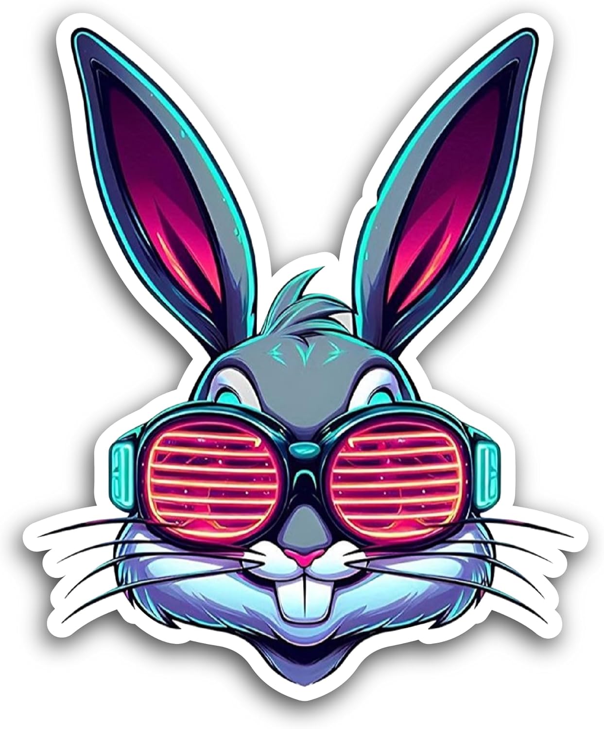 2 (Pieces) 3" and 5" Bunny with Shades Sticker, Waterproof Vinyl Decals for Many Purpose Like Cars, Trucks, Laptops, Phones, Windows and More