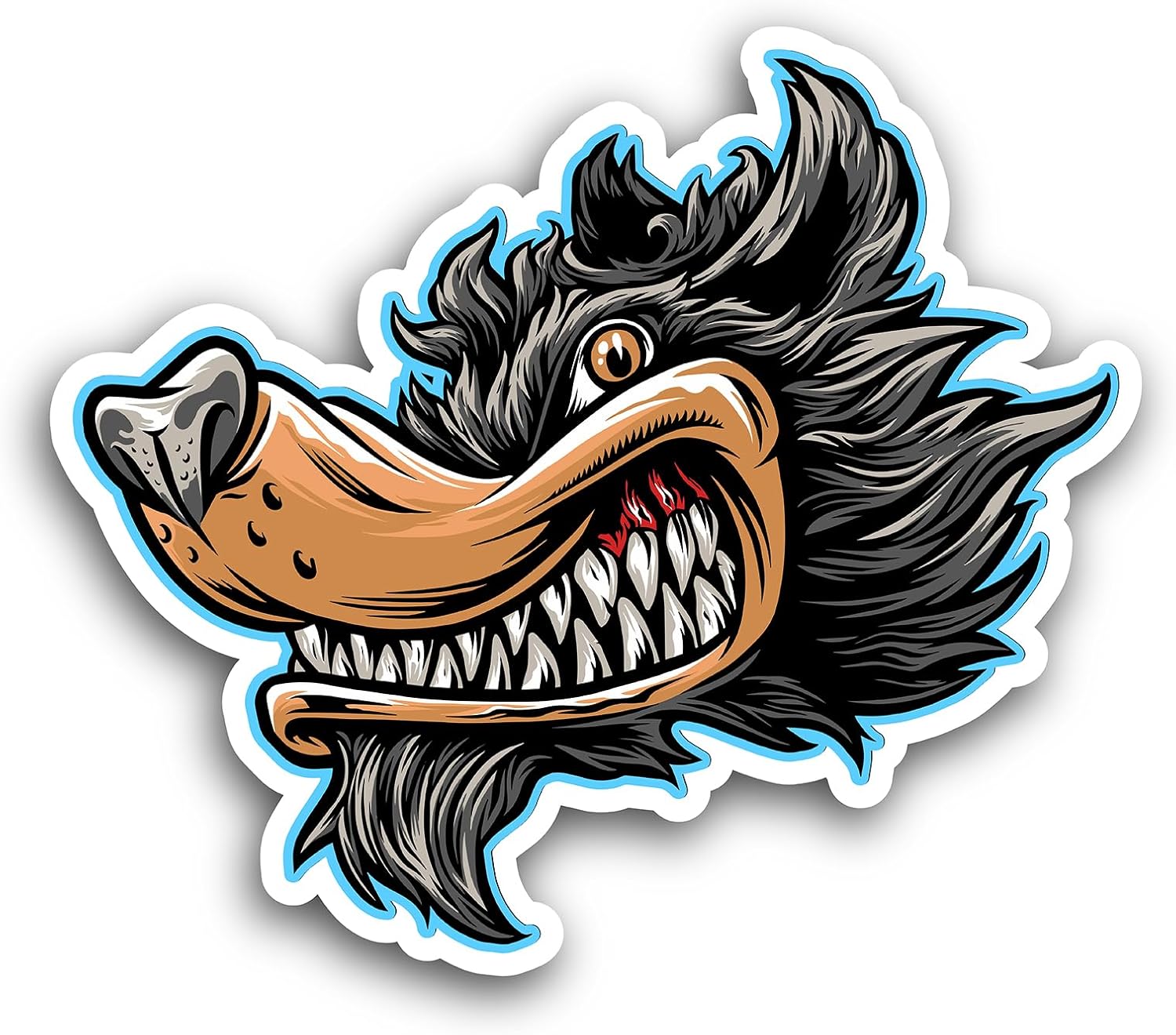 2 (Pieces) 3" and 5" Angry Wolf Sticker, Waterproof Vinyl Decals for Many Purpose Like Cars, Trucks, Laptops, Phones, Windows and More