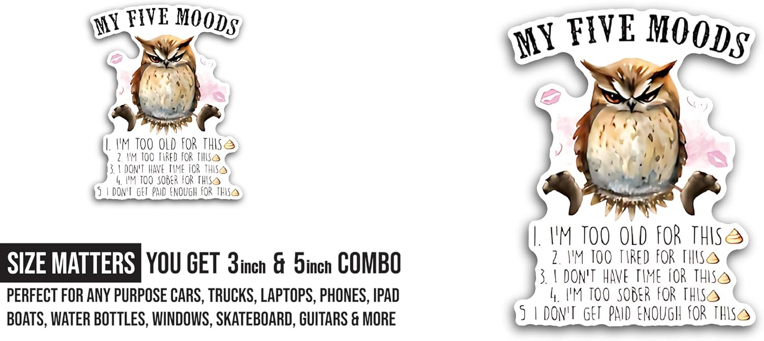 2 (Pieces) 3" and 5" My Five Moods Sticker, Waterproof Vinyl Decals for Many Purpose Like Cars, Trucks, Laptops, Phones, Windows and More