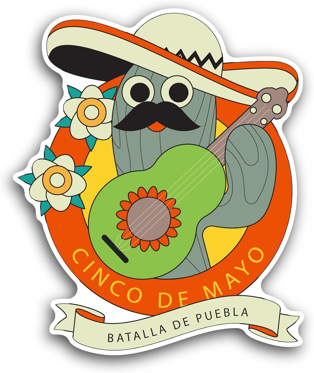 2 (Pieces) 3" and 5" Cinco De Mayo Text Sticker, Waterproof Vinyl Decals for Many Purpose Like Cars, Trucks, Laptops, Phones, Windows and More