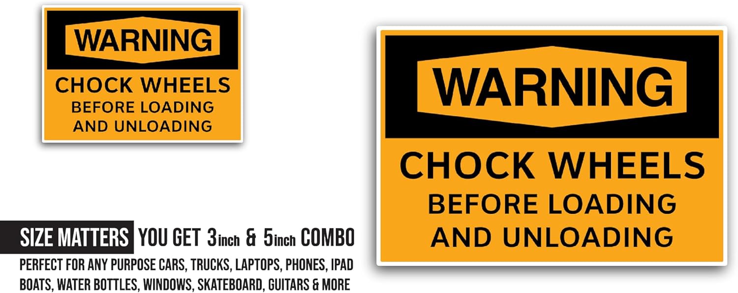2 (Pieces) 3" and 5" Chock Wheels Sticker, Waterproof Vinyl Decals for Many Purpose Like Cars, Trucks, Laptops, Phones, Windows and More