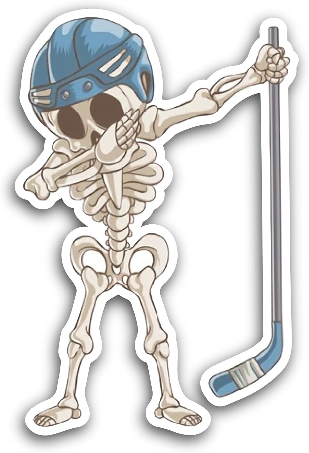 2 (Pieces) 3" and 5" Dabbing Skeleton Hockey Sticker, Waterproof Vinyl Decals for Many Purpose Like Cars, Trucks, Laptops, Phones, Windows and More