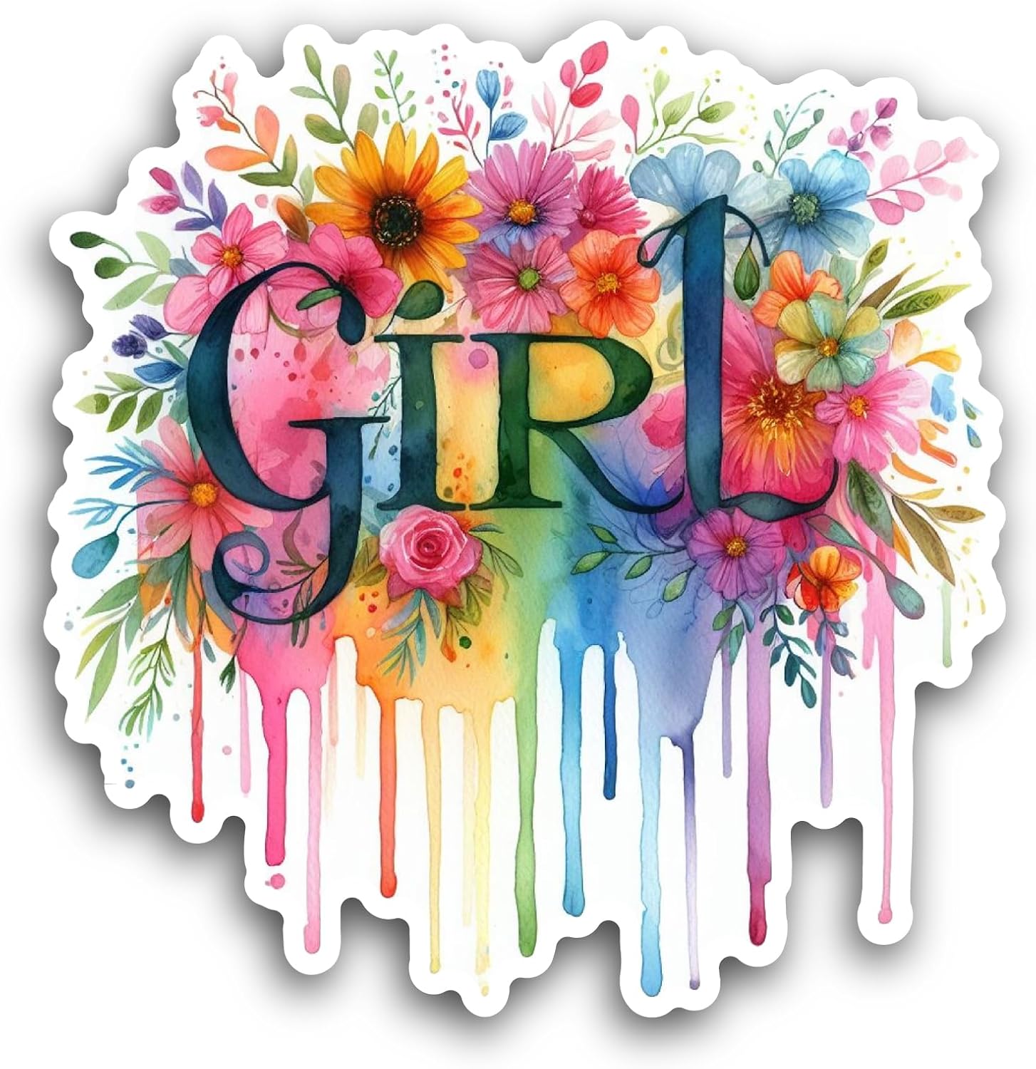 2 (Pieces) 3" and 5" Girl Word Text Sticker, Waterproof Vinyl Decals for Many Purpose Like Cars, Trucks, Laptops, Phones, Windows and More
