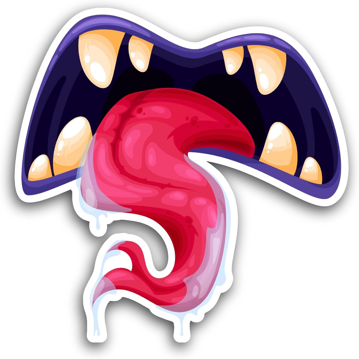 2 (Pieces) 3" and 5" Monster Open Mouth with Violet Lips Sticker, Waterproof Vinyl Decals for Many Purpose Like Cars, Trucks, Laptops, Phones, Windows and More