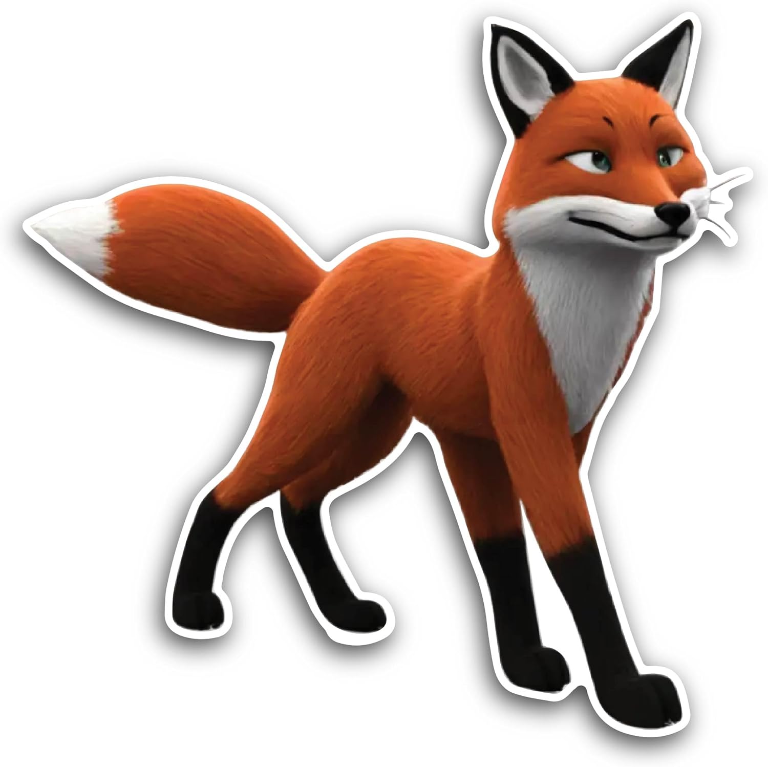 2 (Pieces) 3" and 5" Cartoon Fox Sticker, Waterproof Vinyl Decals for Many Purpose Like Cars, Trucks, Laptops, Phones, Windows and More