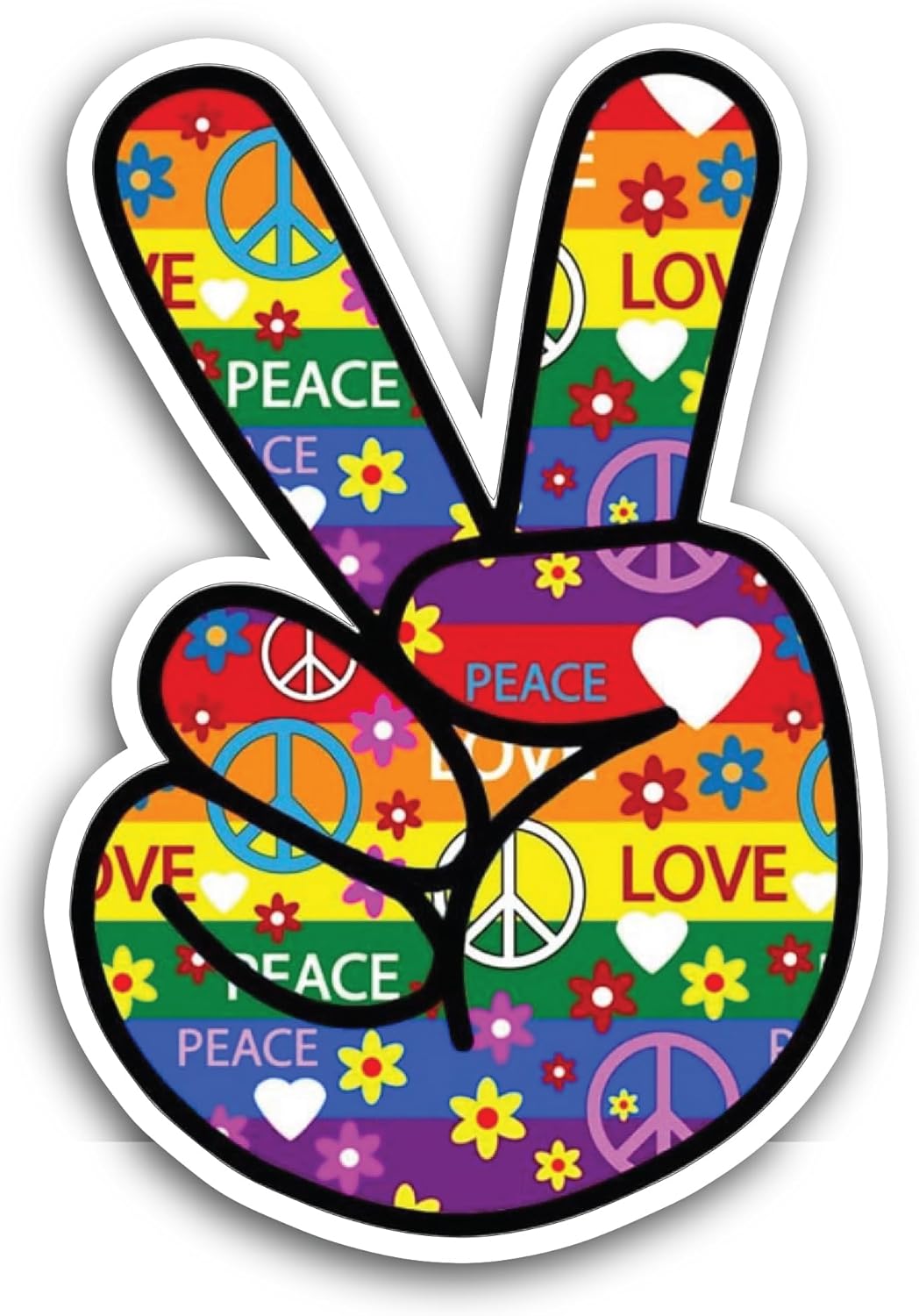 2 (Pieces) 3" and 5" Colorful Fingers Sign Sticker, Waterproof Vinyl Decals for Many Purpose Like Cars, Trucks, Laptops, Phones, Windows and More