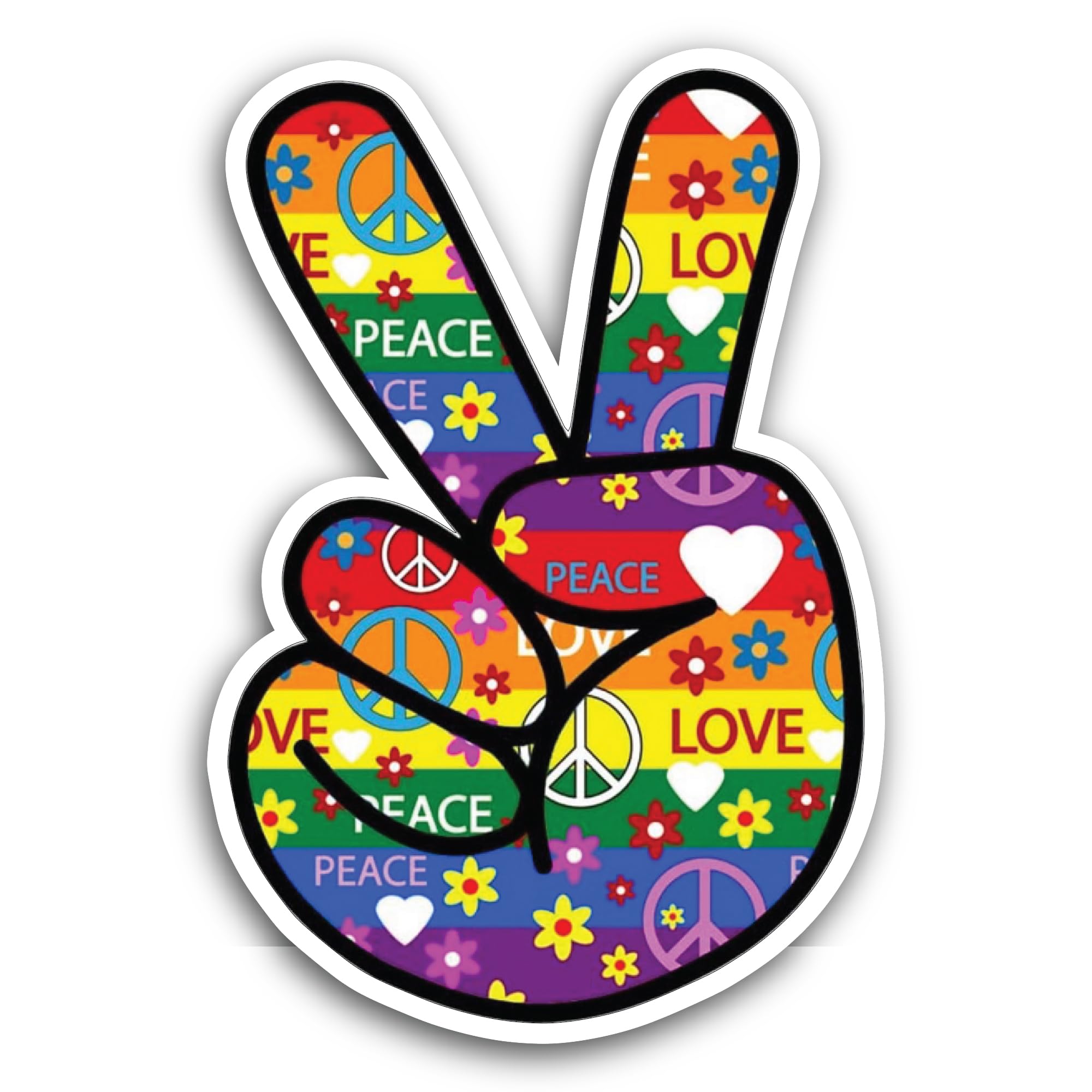 2 (Pieces) 3" and 5" Colorful Fingers Sign Sticker, Waterproof Vinyl Decals for Many Purpose Like Ca