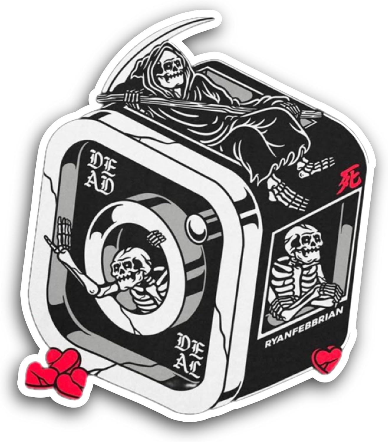 2 (Pieces) 3" and 5" Skeletons Sticker, Waterproof Vinyl Decals for Many Purpose Like Cars, Trucks, Laptops, Phones, Windows and More