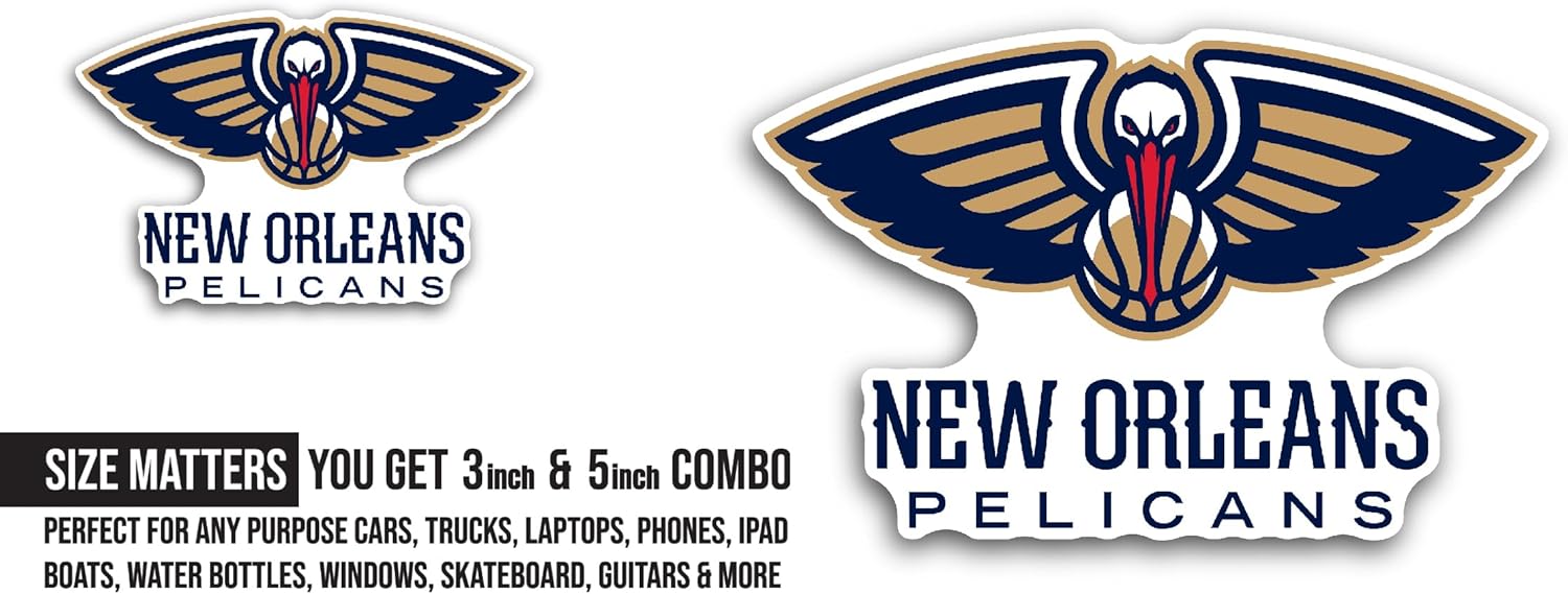 2 (Pieces) 3" and 5" N3w 0rleans Pelicans Decal Sticker, Waterproof Vinyl Decals for Many Purpose Like Cars, Trucks, Laptops, Phones, Windows and More