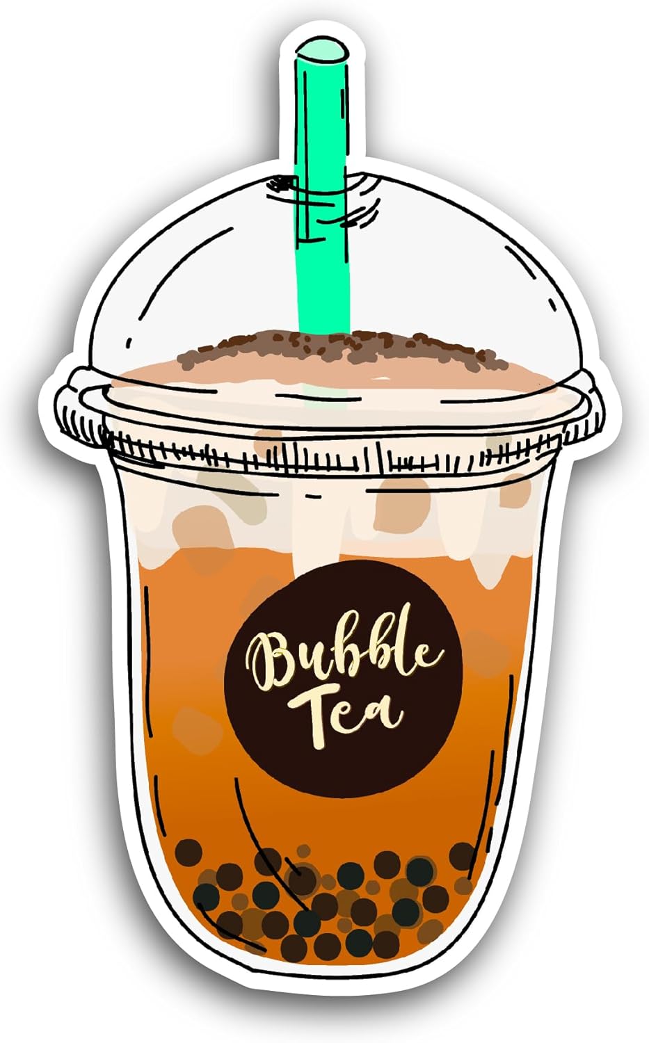 2 (Pieces) 3" and 5" Bubble Tea Sticker, Waterproof Vinyl Decals for Many Purpose Like Cars, Trucks, Laptops, Phones, Windows and More