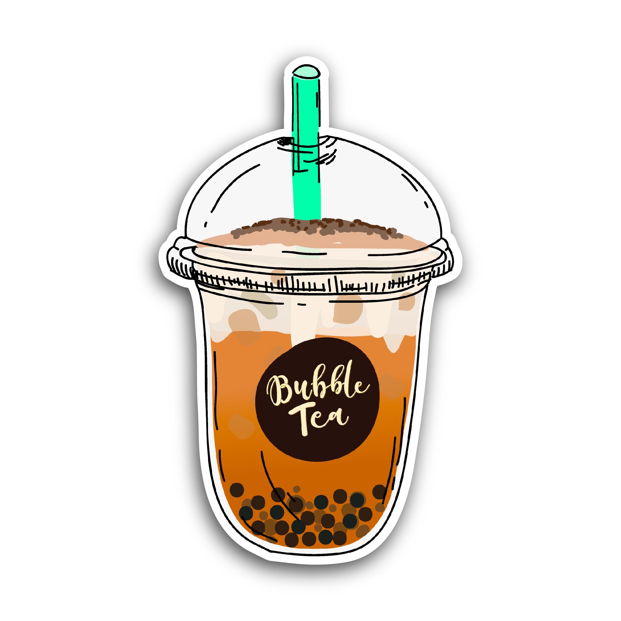 2 (Pieces) 3" and 5" Bubble Tea Sticker, Waterproof Vinyl Decals for Many Purpose Like Cars, Trucks,