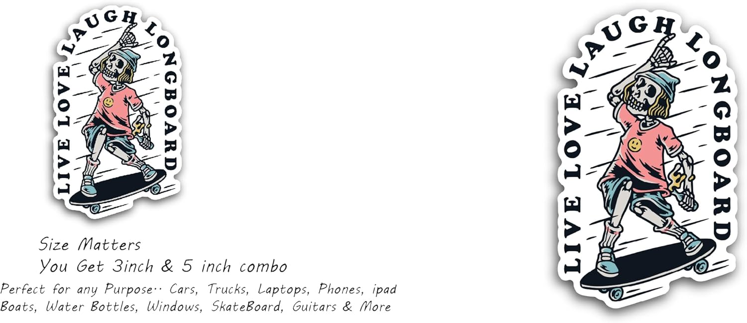 2 (Pieces) 3" and 5" Skull Vinyl Decal Sticker, Waterproof Vinyl Decals for Many Purpose Like Cars, Trucks, Laptops, Phones, Windows and More