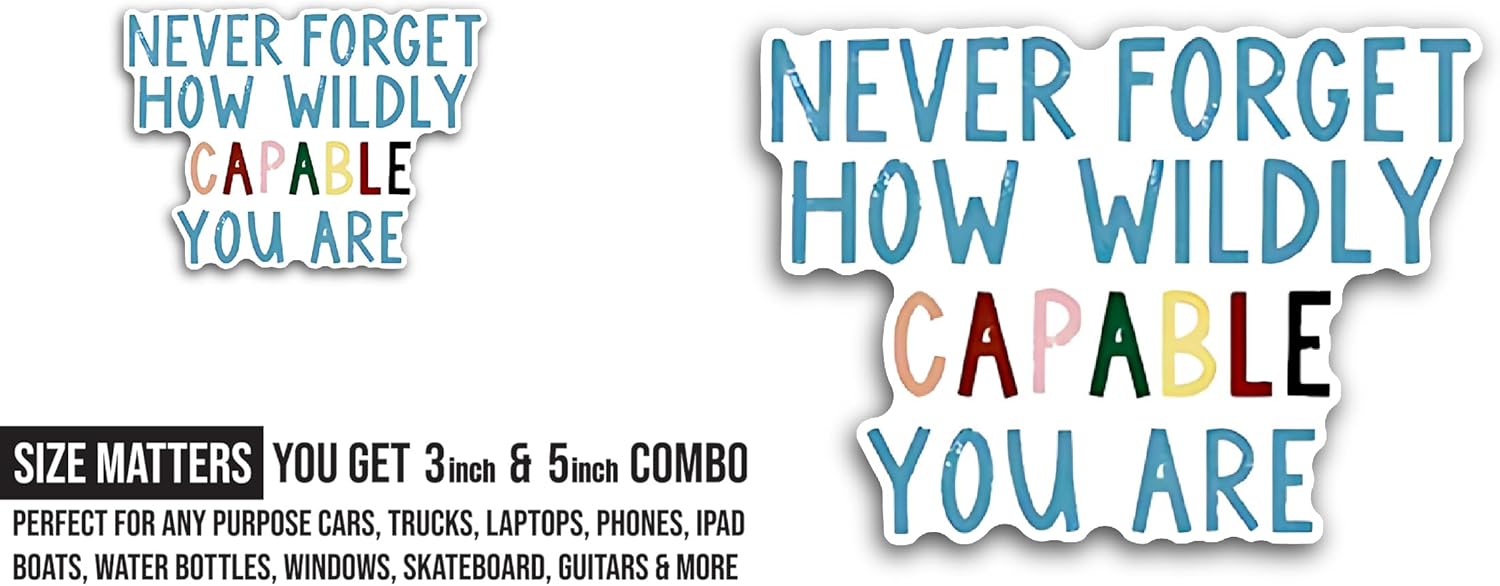 2 (Pieces) 3" and 5" Never Forget Sticker, Waterproof Vinyl Decals for Many Purpose Like Cars, Trucks, Laptops, Phones, Windows and More