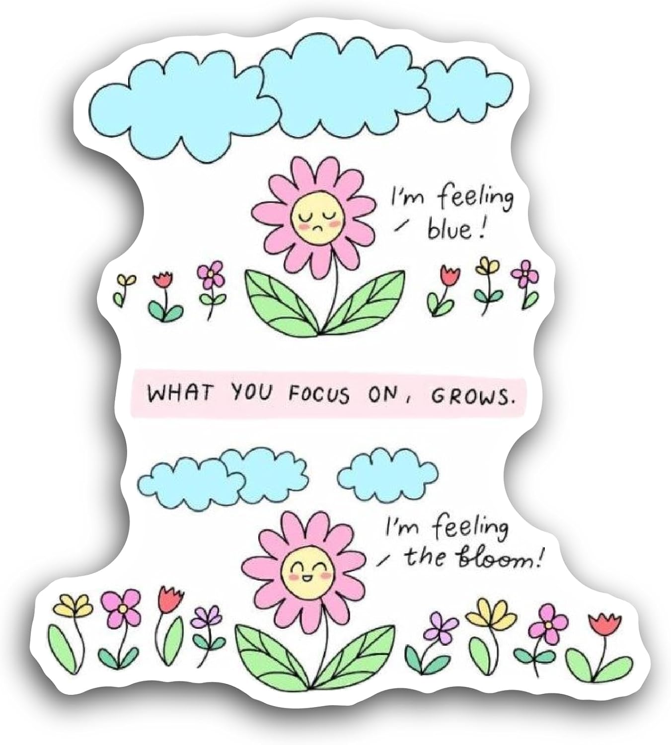 2 (Pieces) 3" and 5" Flowers and Clouds with Text Sticker, Waterproof Vinyl Decals for Many Purpose Like Cars, Trucks, Laptops, Phones, Windows and More
