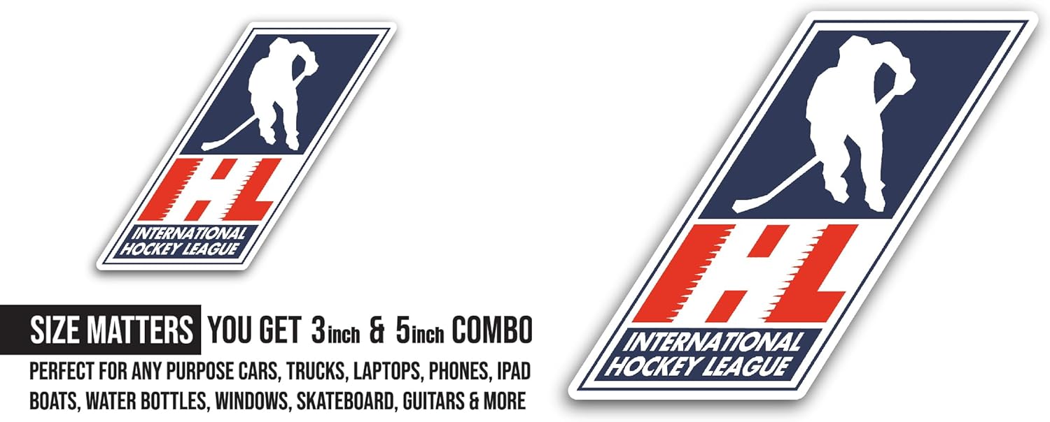 2 (Pieces) 3" and 5" International H0ckey Leauge Sticker, Waterproof Vinyl Decals for Many Purpose Like Cars, Trucks, Laptops, Phones, Windows and More