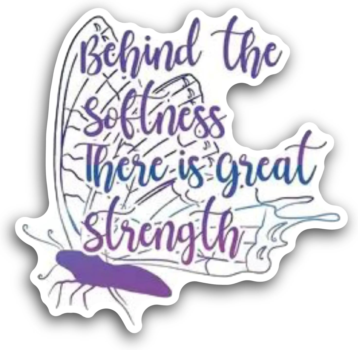 2 (Pieces) 3" and 5" Behind The Softness There is Great Strength Letter Sticker, Waterproof Vinyl Decals for Many Purpose Like Cars, Trucks, Laptops, Phones, Windows and More