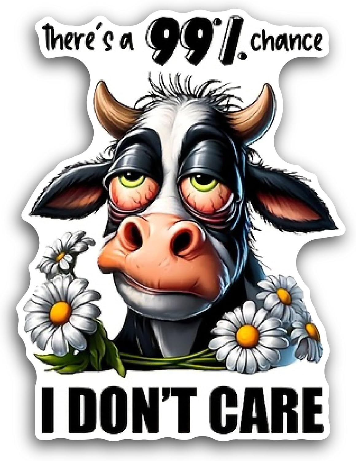2 (Pieces) 3" and 5" Funny Cow Sticker, Waterproof Vinyl Decals for Many Purpose Like Cars, Trucks, Laptops, Phones, Windows and More