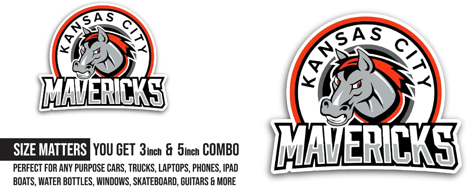 2 (Pieces) 3" and 5" Kansas City M@vericks Sticker, Waterproof Vinyl Decals for Many Purpose Like Cars, Trucks, Laptops, Phones, Windows and More