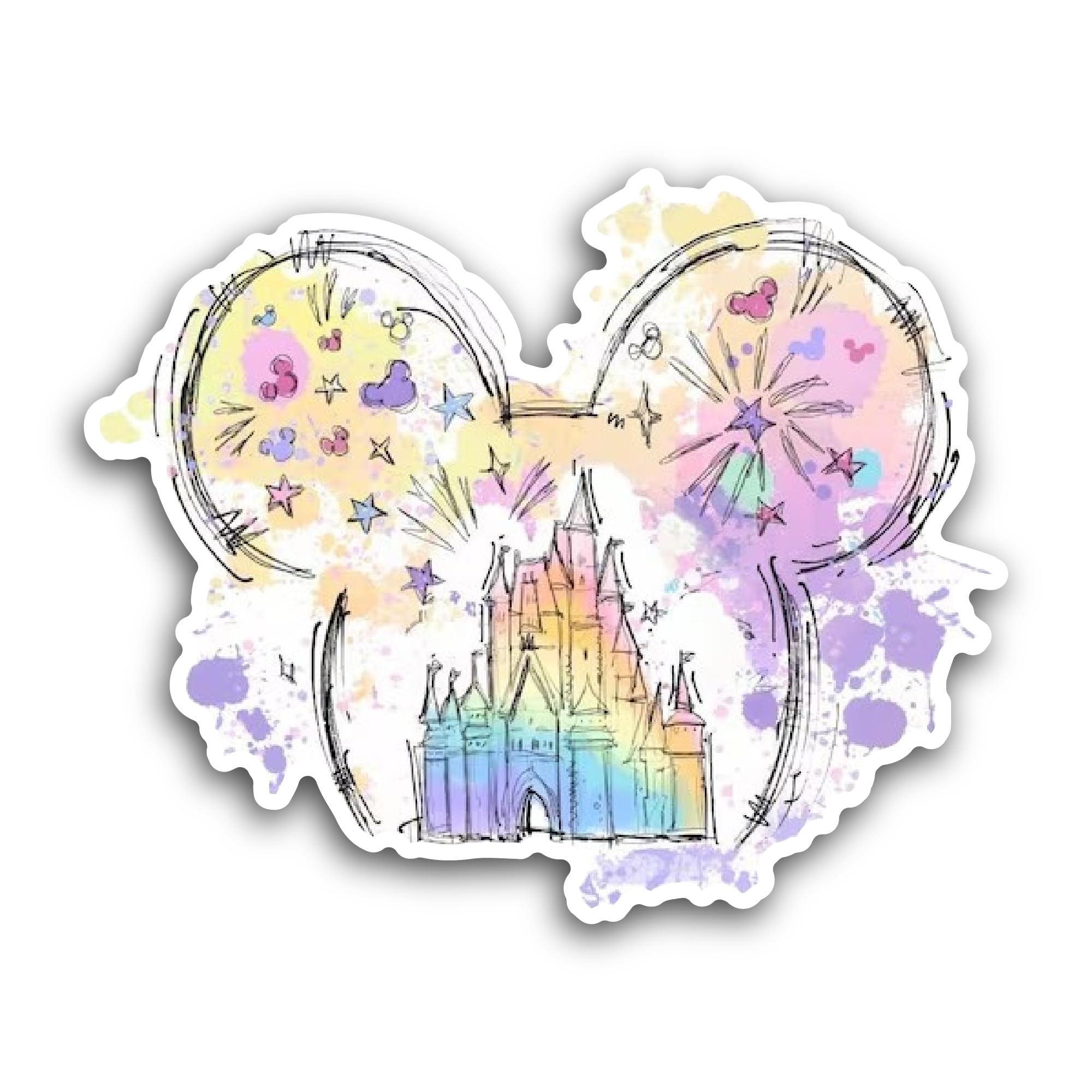 2 (Pieces) 3" and 5" Cartoon Castle Sticker, Waterproof Vinyl Decals for Many Purpose Like Cars, Tru