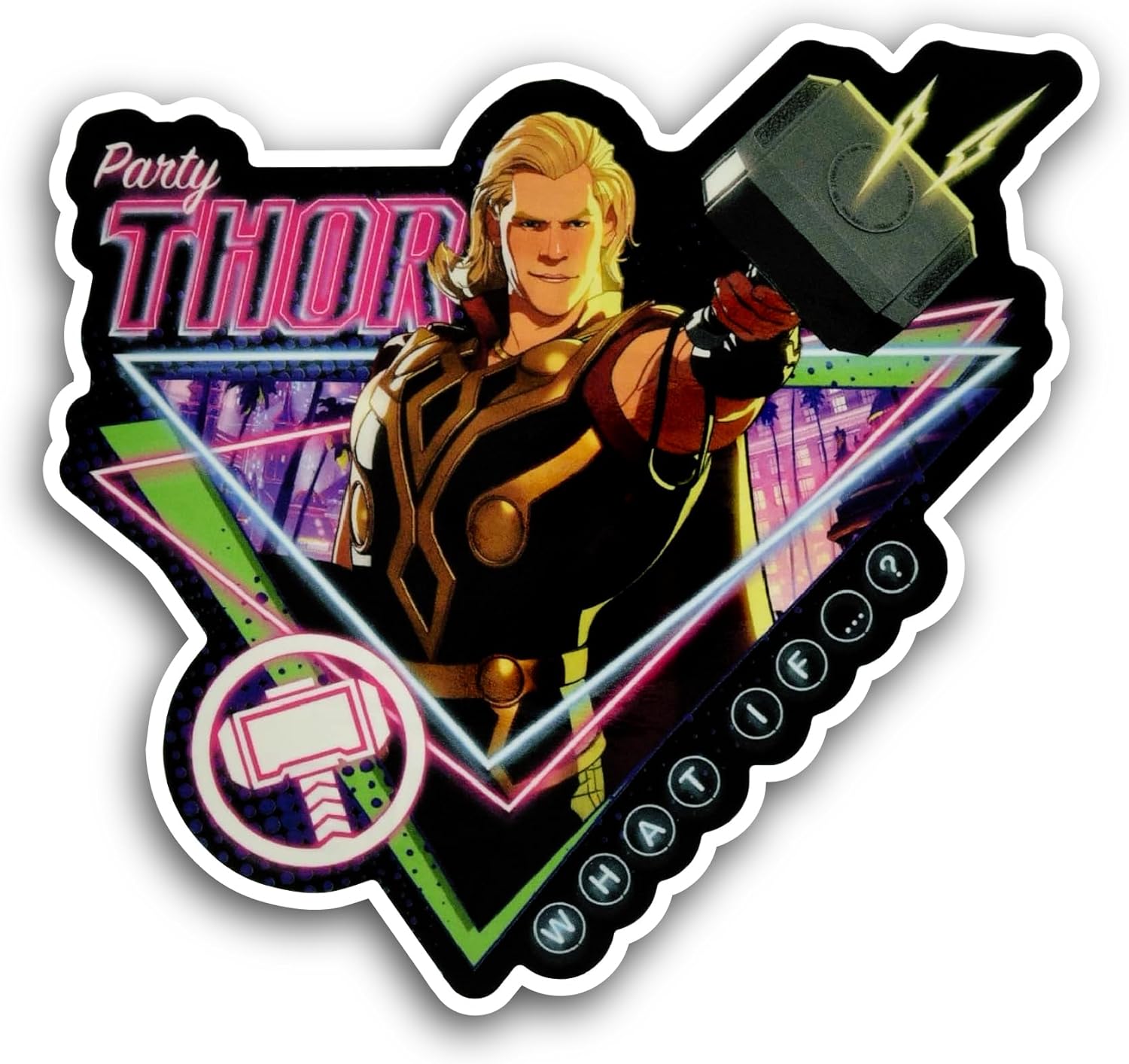 2 (Pieces) 3" and 5" Party Thor Sticker, Waterproof Vinyl Decals for Many Purpose Like Cars, Trucks, Laptops, Phones, Windows and More