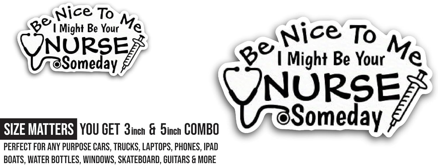 2 (Pieces) 3" and 5" Be Nice Sticker, Waterproof Vinyl Decals for Many Purpose Like Cars, Trucks, Laptops, Phones, Windows and More